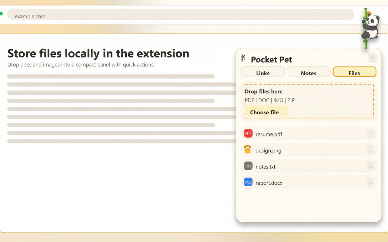 Files tab with drag and drop